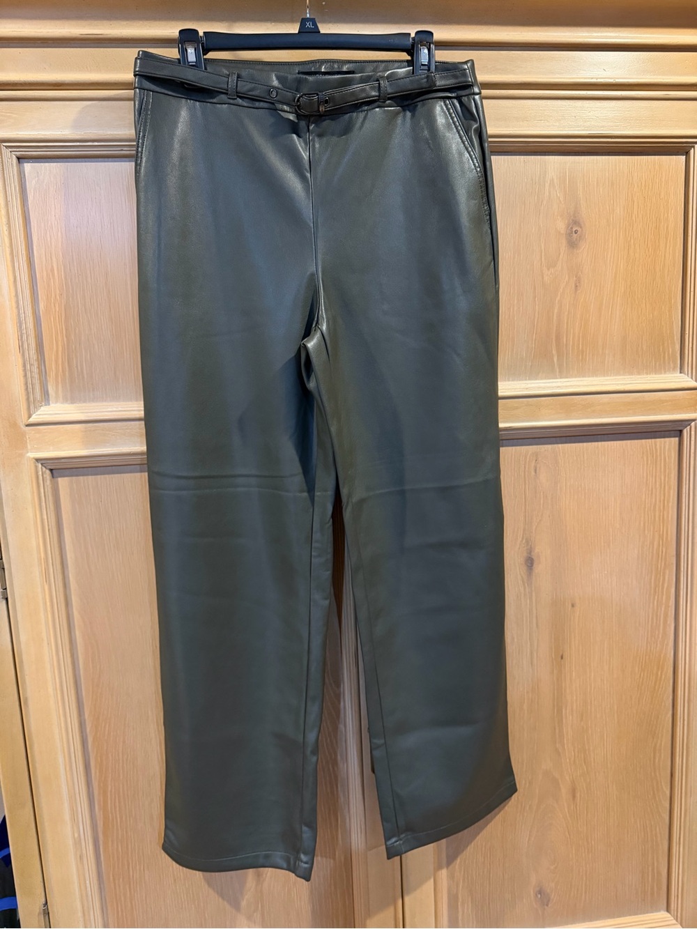 Women’s Faux Leather Pants in Dark Olive